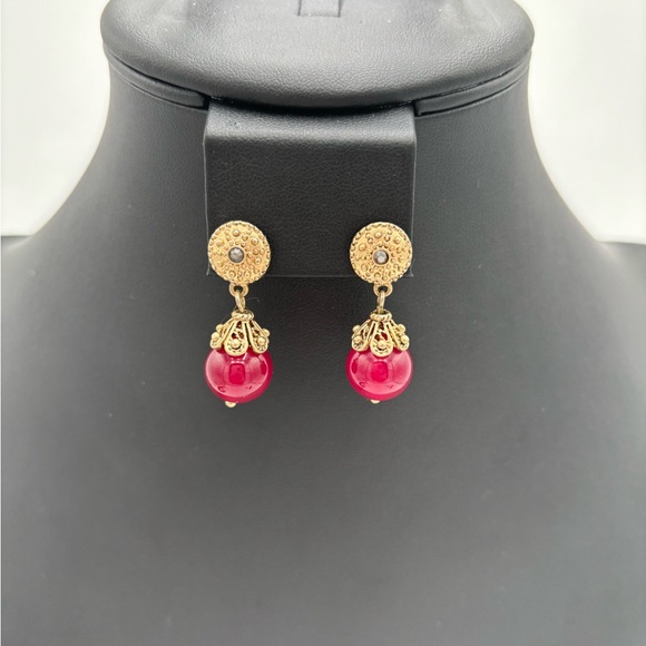 #246 New Chicos Ruby and Stone 3 piece set in gold tone setting. Beautiful Reds - Picture 8 of 8